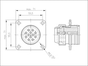 Elke NATO Panel Receptacle 12 Pole Female Contacts 1.5mm2 OLV GRN