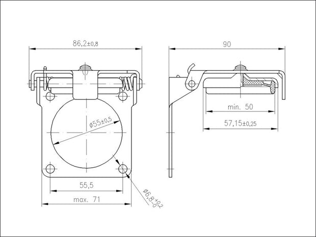 Elke NATO Hinged Cap for 12 Pole Panel Receptacle OLV GRN