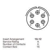 Yeonhab CBL Receptacle 6 Way Socket-Contacts OLV MIL-DTL-5015 13A