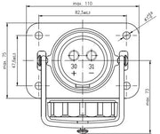 Elke NATO Panel Receptacle 2 Pole Female Contacts 50mm2 OLV GRN with Screw Cap