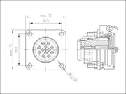 Elke NATO Panel Receptacle 12 Pole Female Contacts 1.5mm2 OLV GRN with Locking Cap - Connector-Tech ALS