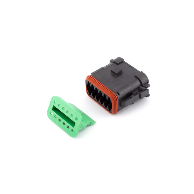 Deutsch DT 12 Way Plug CAT-Spec BLK A-Key with GRN Wedgelock